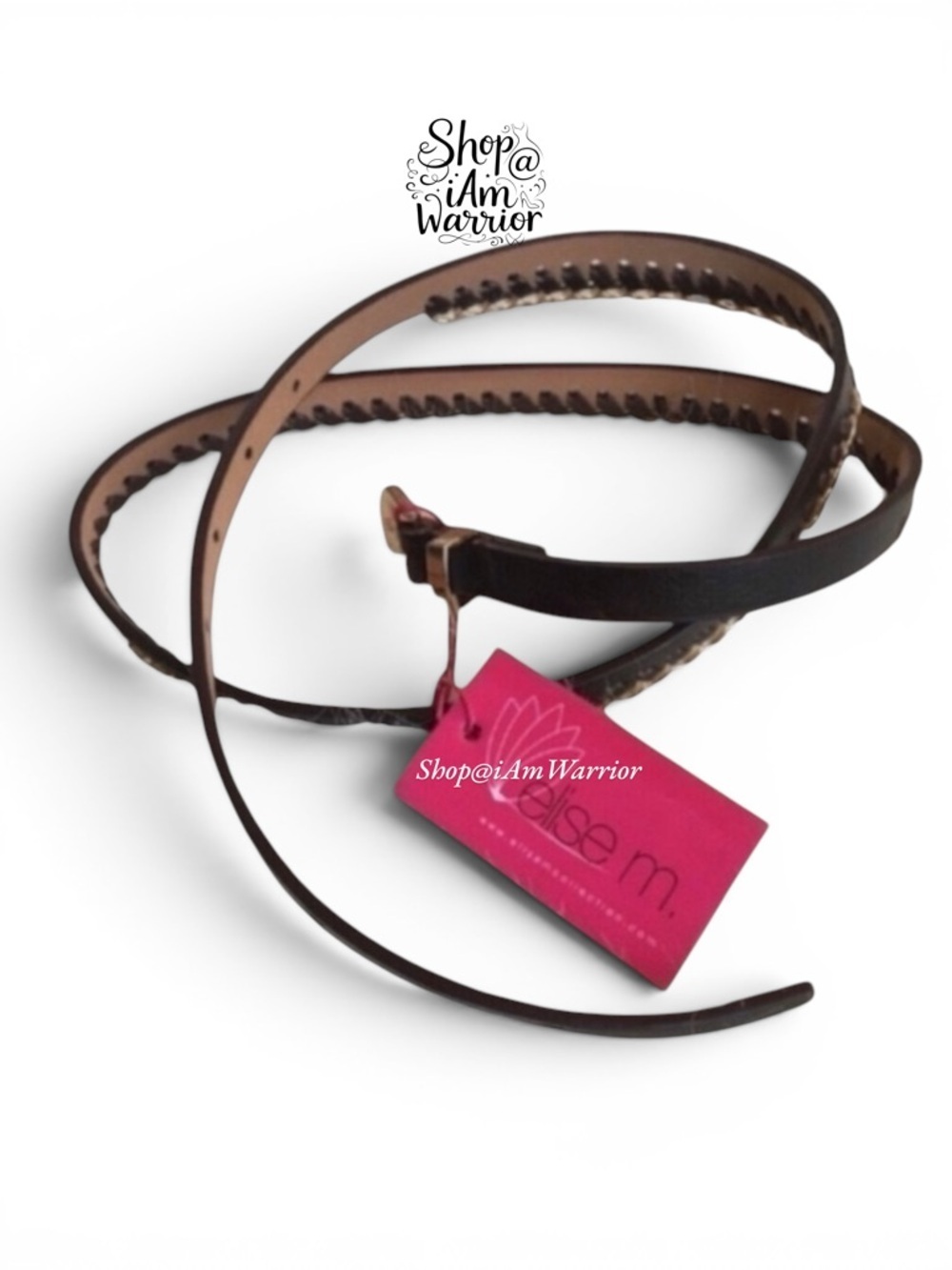 Faux leather NWT gold chain brown skinny belt *shop@iamwarrior